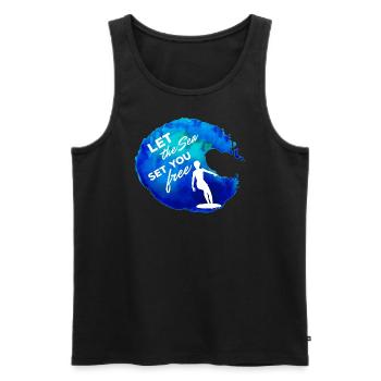 Laissez la mer vous libérer - Débardeur bio Premium Homme - noir - Devant - AI Model Male 178 light (178cm)