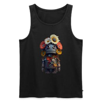 Flower Power Robot - Männer Premium Bio Tank Top - Schwarz - Vorne - AI Model Male 178 light (178cm)