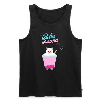 Boba Tea Lama /Bubble tea Lama - Männer Premium Bio Tank Top - Schwarz - Vorne - AI Model Male 178 light (178cm)