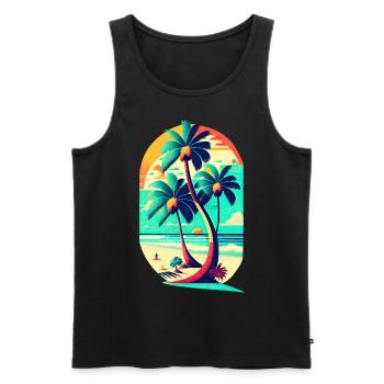 Beach Palms - Männer Premium Bio Tank Top - Schwarz - Vorne - Michal (187cm)