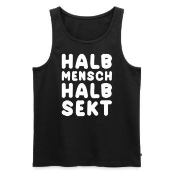 Halb Mensch Halb Sekt - Männer Premium Bio Tank Top - Schwarz - Vorne - Michal (187cm)