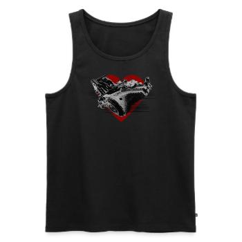 Vintage Motor mit Herz MotorHerz - Männer Premium Bio Tank Top - Schwarz - Vorne - Michal (187cm)