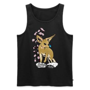 Fennek-füchse, Japanische Kirsche, Fennek-füchse, - Männer Premium Bio Tank Top - Schwarz - Vorne - AI Model Male 178 light (178cm)