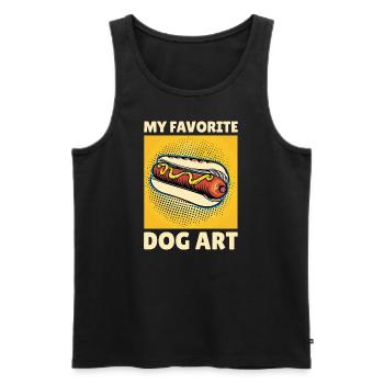 Hot Dog Pop Art MON DOG ART PRÉFÉRÉ - Débardeur bio Premium Homme - noir - Devant - AI Model Male 178 light (178cm)
