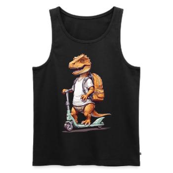 T-Rex Schüler auf Roller Schulanfang Dino Design - Männer Premium Bio Tank Top - Schwarz - Vorne - AI Model Male 178 light (178cm)