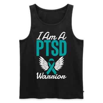 I'm a pstd warrior with teal ribbon for - Men's Premium Organic Tank Top - black - Front - Michal (187cm)