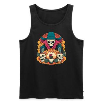 Halloween Brennendes Skelett - Männer Premium Bio Tank Top - Schwarz - Vorne - Michal (187cm)