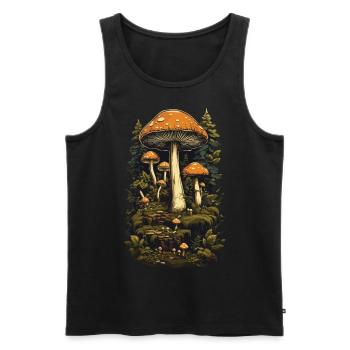 Magie des champignons rétro pour les collectionneurs et les amoureux - Débardeur bio Premium Homme - noir - Devant - AI Model Male 178 light (178cm)