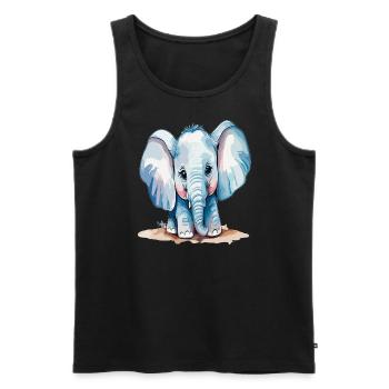 Éléphant à l’aquarelle - Débardeur bio Premium Homme - noir - Devant - AI Model Male 178 light (178cm)