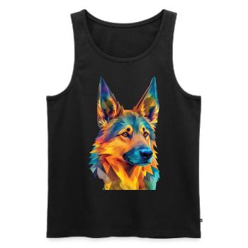 Geometrischer Deutscher Schäferhund Hunde Kunst - Männer Premium Bio Tank Top - Schwarz - Vorne - Michal (187cm)