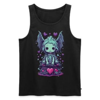 Goule gothique Kawaii amour monstre Pastel Design - Débardeur bio Premium Homme - noir - Devant - Michal (187cm)