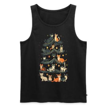 Katzen Tannenbaum Weihnachten Christbaum - Männer Premium Bio Tank Top - Schwarz - Vorne - Michal (187cm)