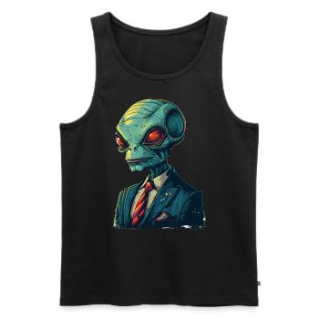 Alien im Anzug - Männer Premium Bio Tank Top - Schwarz - Vorne - Michal (187cm)