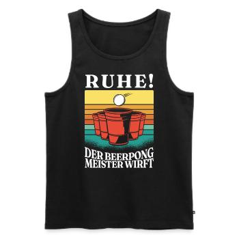 Beerpong Meister Retro Bier Party Sport - Männer Premium Bio Tank Top - Schwarz - Vorne - Michal (187cm)