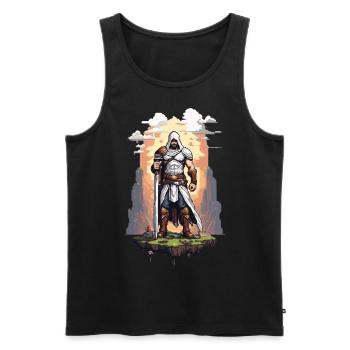 Rétro Arcade Pixel Art Hero Gaming Design - Débardeur bio Premium Homme - noir - Devant - AI Model Male 178 light (178cm)