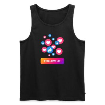 follow me - Männer Premium Bio Tank Top - Schwarz - Vorne - AI Model Male 178 light (178cm)