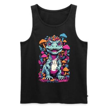 Psychedelischer Dinosaurier Pilz für Naturfans - Männer Premium Bio Tank Top - Schwarz - Vorne - AI Model Male 178 light (178cm)