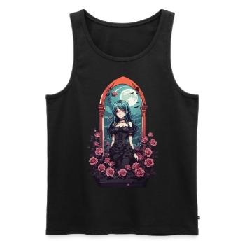 Goth E-Girl Dark Anime Roses Aesthetic - Men's Premium Organic Tank Top - black - Front - AI Model Male 178 light (178cm)