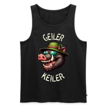 Geiler Keiler Wildschwein Jäger Jagd Wald T-Shirt - Männer Premium Bio Tank Top - Schwarz - Vorne - Michal (187cm)