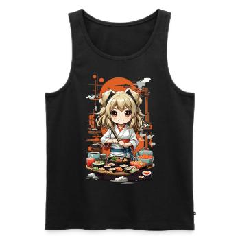 Kawaii Anime Sushi Girl Streetwear Food Design - Débardeur bio Premium Homme - noir - Devant - Michal (187cm)