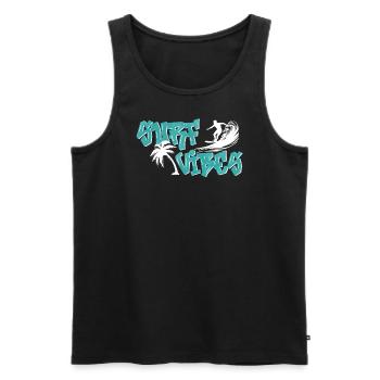 Surf Vibes - Men / Boys - Men's Premium Organic Tank Top - black - Front - AI Model Male 178 light (178cm)