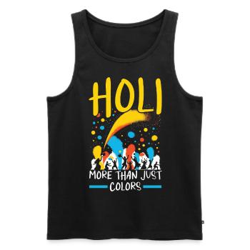 Happy Holi Greetings Hinduism Indian Festival - Men's Premium Organic Tank Top - black - Front - Michal (187cm)