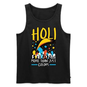 Happy Holi Greetings Hinduism Indian Festival - Men's Premium Organic Tank Top - black - Front - Michal (187cm)