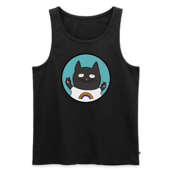 Pride Schwartze Katze Regenbogen - Männer Premium Bio Tank Top - Schwarz - Vorne - AI Model Male 178 light (178cm)