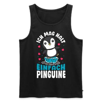 Pinguin - Ich Mag Halt Einfach Pinguine - Männer Premium Bio Tank Top - Schwarz - Vorne - Michal (187cm)