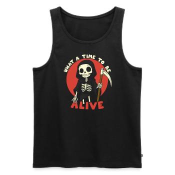 Alive - Männer Premium Bio Tank Top - Schwarz - Vorne - AI Model Male 178 light (178cm)