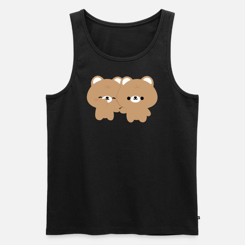 Braunbären-Pärchen - Männer Premium Bio Tank Top - Schwarz