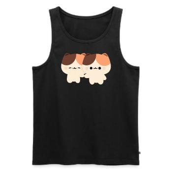 Tortie Katzenpaar - Männer Premium Bio Tank Top - Schwarz - Vorne - Michal (187cm)