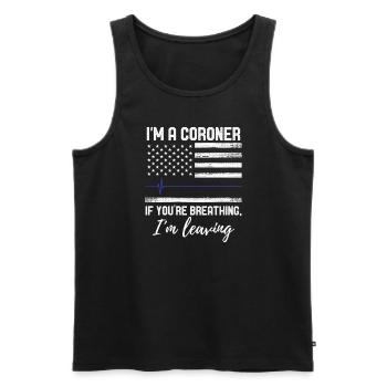 Forensic Forensic Scientist Black Humor Design - Men's Premium Organic Tank Top - black - Front - AI Model Male 178 light (178cm)