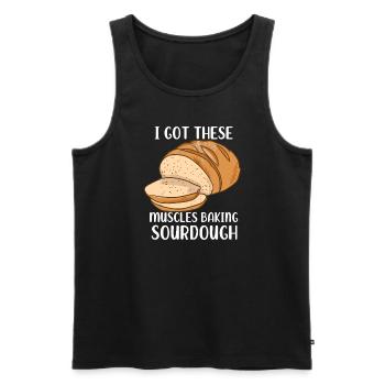 Sourdough Baker Muscles by Baking Bread - Men's Premium Organic Tank Top - black - Front - AI Model Male 178 light (178cm)