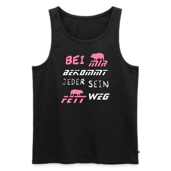 Bei mir bekommt Jeder sein Fett weg - Männer Premium Bio Tank Top - Schwarz - Vorne - Michal (187cm)