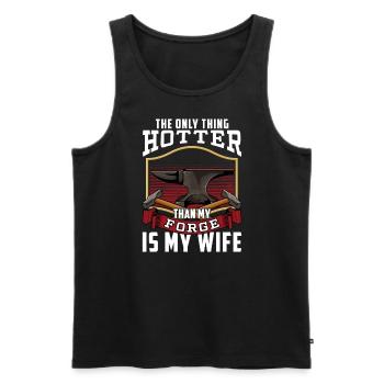 Heißer Als Meine Schmiede - Metallschmied Humor - Männer Premium Bio Tank Top - Schwarz - Vorne - AI Model Male 178 light (178cm)