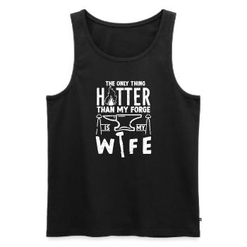 Heißer Als Meine Schmiede - Metallschmied Humor - Männer Premium Bio Tank Top - Schwarz - Vorne - AI Model Male 178 light (178cm)