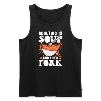 Adulting Is Soup - Adult Humor - Men's Premium Organic Tank Top - black - Front - AI Model Male 178 light (178cm)
