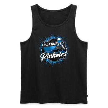 Fill Your Pinholes – Painter Humor - Men's Premium Organic Tank Top - black - Front - AI Model Male 178 light (178cm)