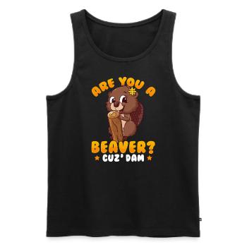 Cheeky beaver saying for beaver lovers - Men's Premium Organic Tank Top - black - Front - AI Model Male 178 light (178cm)