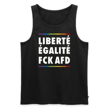 Antifaschistisches Statement Protest FCK AfD - Männer Premium Bio Tank Top - Schwarz - Vorne - Michal (187cm)