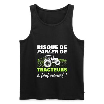 Tracteur addiction passion humour agriculteur - Débardeur bio Premium Homme - noir - Devant - Michal (187cm)