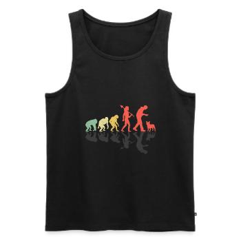 Evolution Bouledogue Français Frenchie Dog Lover Bulldo - Débardeur bio Premium Homme - noir - Devant - AI Model Male 178 light (178cm)