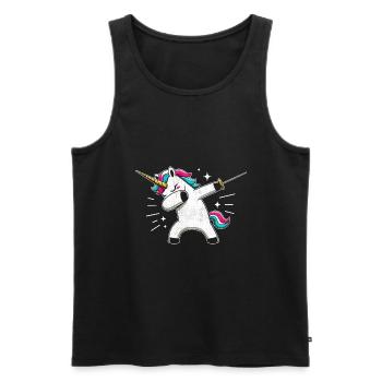 Synchronisieren Einhorn Fechter Schwert Degen Fechter Athlet - Männer Premium Bio Tank Top - Schwarz - Vorne - AI Model Male 178 light (178cm)