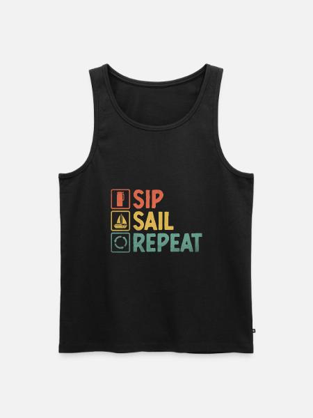 Sip Sail Repeat Paddelboot - Männer Premium Bio Tank Top - Schwarz