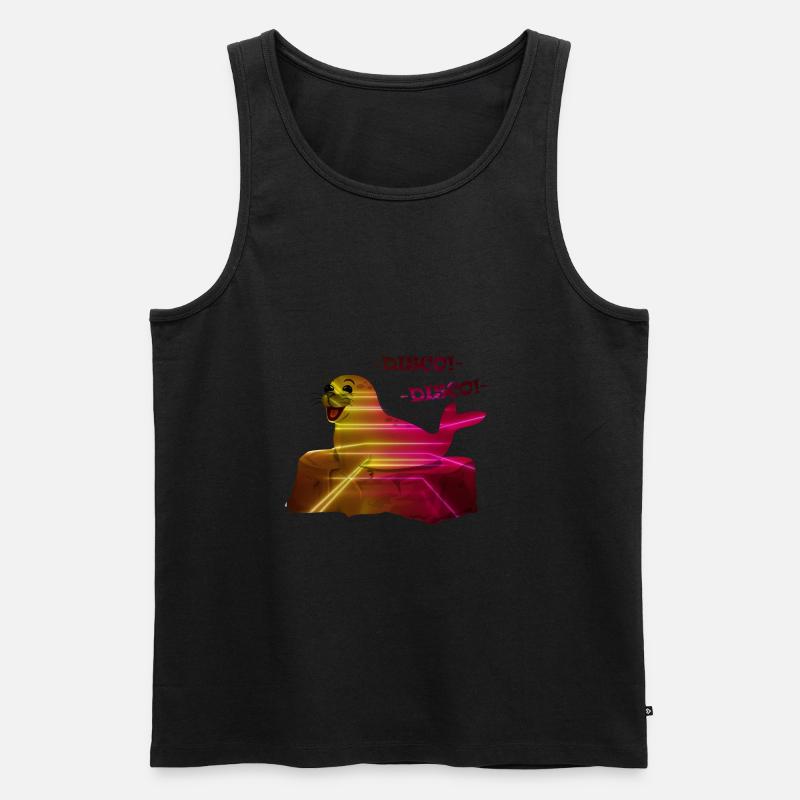 Disko Retro Seehund - Männer Premium Bio Tank Top - Schwarz