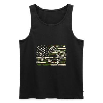 Drapeau américain Pêche au poisson USA Patriot Fisherman A - Débardeur bio Premium Homme - noir - Devant - Michal (187cm)