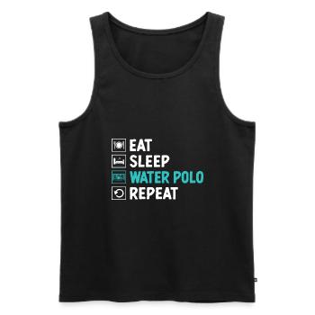 Essen Schlaf Wasserball Wiederholung Aquatic Polo Spieler - Männer Premium Bio Tank Top - Schwarz - Vorne - Michal (187cm)
