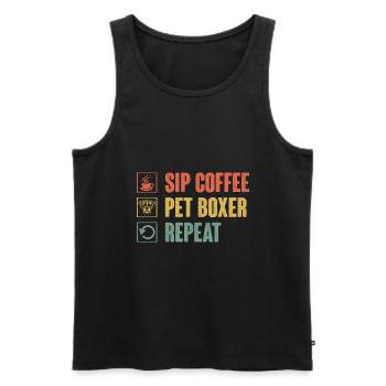 Siroter Café Pet Boxer Répéter Caffeine Lover Dog - Débardeur bio Premium Homme - noir - Devant - Michal (187cm)