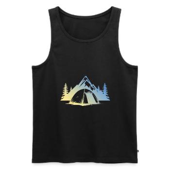 Tente de camping - Débardeur bio Premium Homme - noir - Devant - Michal (187cm)